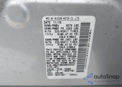 2017 Nissan Rogue S from USA, damaged, VIN JN8AT2MV9HW258091